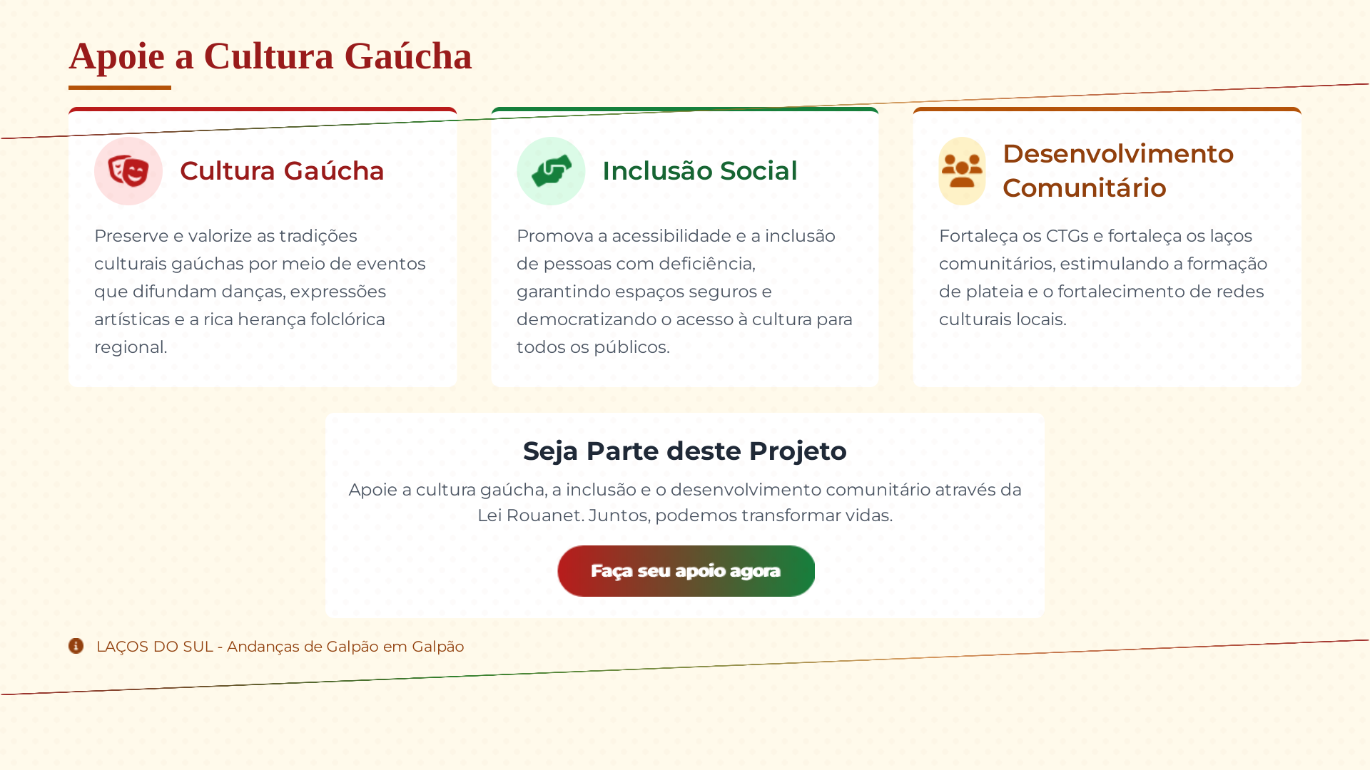 Página 14 - Apoie a Cultura Gaúcha: cultura, inclusão e desenvolvimento comunitário